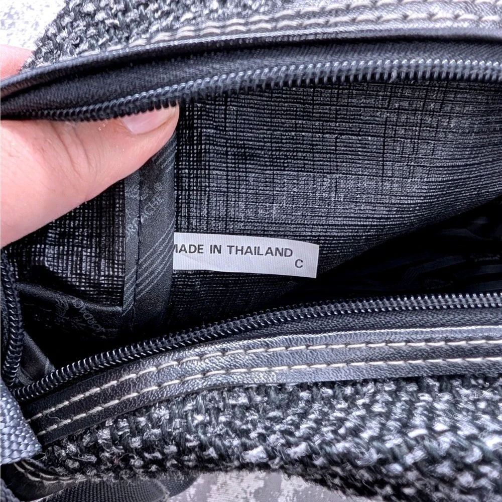 Vintage Jordache Messenger Bag Grey Black Woven Travel Laptop Bag Adjustable